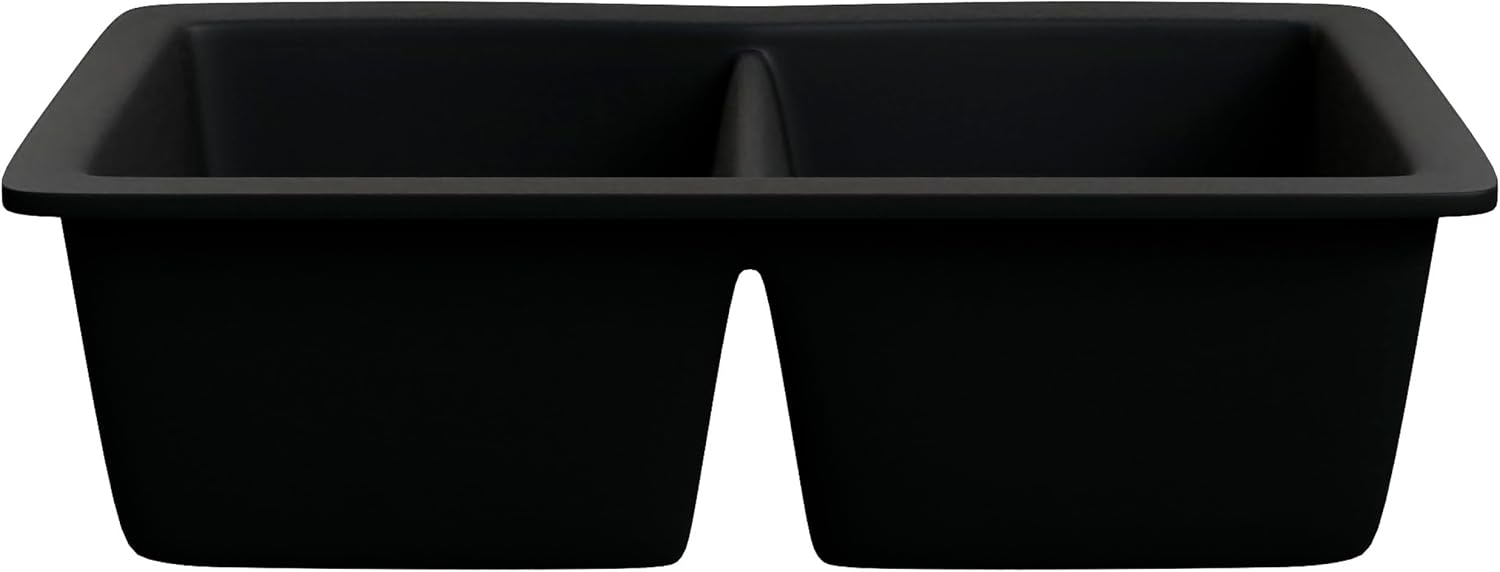 Double Bowl Undermount Granite Composite Kitchen Sink in Absolute Black