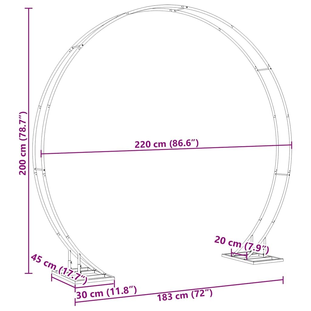 Weißer Hochzeitsbogen 220 x 45 x 200 cm Stahl Garten Pergola für Outdoor Zeremonien, Rankhilfe, Sichtschutz, ideal für Hochzeit, Balkon, Terrasse, wetterfest, langlebig