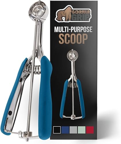 Gorilla Grip - Cuchara con resorte de acero inoxidable de alta calidad, para frutas, galletas y helados, cuchara chica talla 100 de 2 cucharaditas,