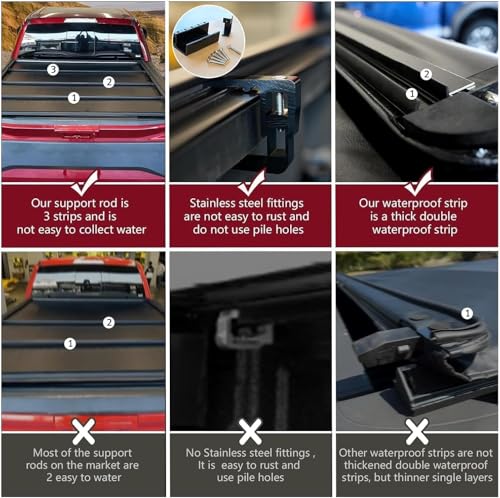 Image of American Flag Soft Roll Up Tonneau Cover fits 2019-2026 Ford Ranger 5ft Short Bed Styleside /Fleetside Truck Cargo Topper (Short Bed) | Waterproof Double Layer Vinyl