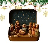 Krippenfiguren in Einer – Tragbares Krippendekorationsset, Heilige Familie und Jesuskind-Figuren-Set, tragen Sie die Geschichte von Weihnachten für Zuhause, Büro, Schlafzimmer, Eingang