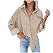 EMATOP Damen Cordhemd Jacke Freizeit Einfarbig Langarm übergangsjacke Retro Vintage Revers Bluse Tops Lose Cordjacke Bequemes Oberteil Herbst Winter Outwear mit Taschen All-Match Softshelljacke