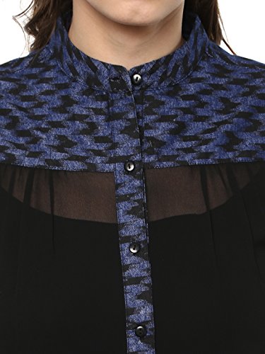 Image of RARE Women Black Solid Shirt Style Top (EP2085)