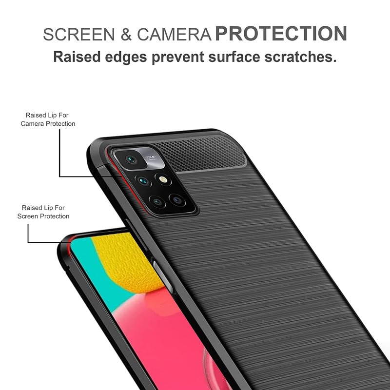 Image of Hybrid Carbon Fiber Back Case for Mi Redmi 10 Prime (Black)