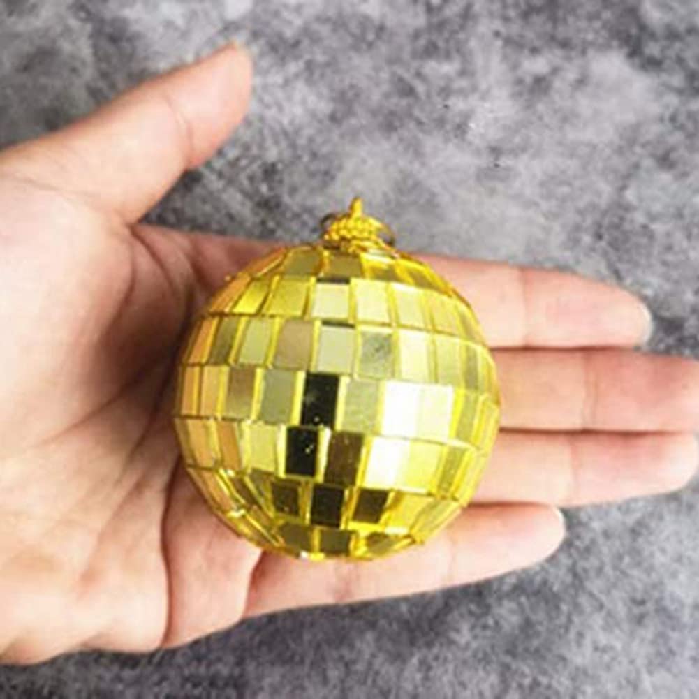 Jkjhbhged 12-PCS Mirror Disco Hanging Ball Ball Decoration or DJ Lighting Effects (2 Inches, Gold)