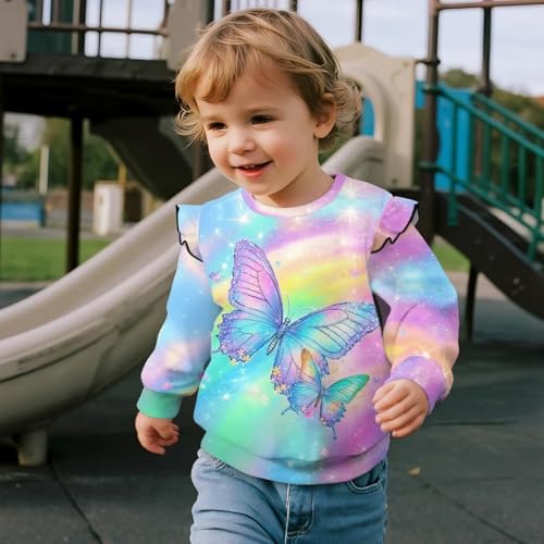 Xpyiqun Pullover Sweatshirt 1-8 Years Ruffle Shoulder T-Shirts for Girls Kids Round Neck Long Sleeve Tops4