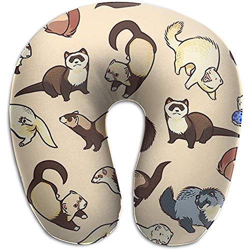 Preisvergleich Produktbild SESILY Haariges Frettchen-Reisekissen Runde U-förmige Nacken- / Kopfstütze