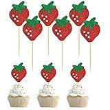 24 Pcs Fruit Strawberry Cupcake Toppers Hawaii Themed Party Birthday Party Decoration Cake Supplies
