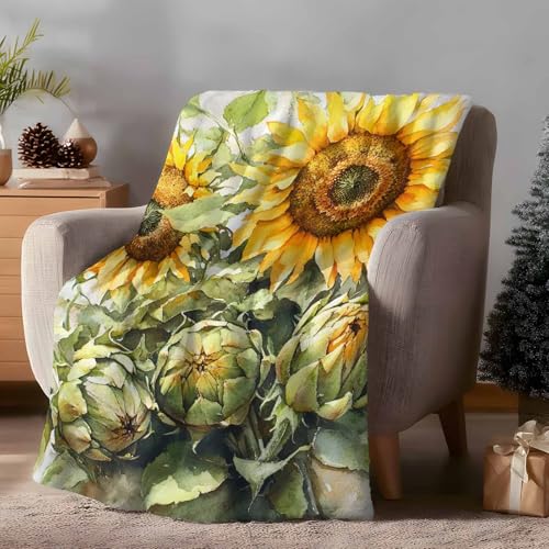 Sunflower Throw Blanket for Couch Gifts Summer Plant