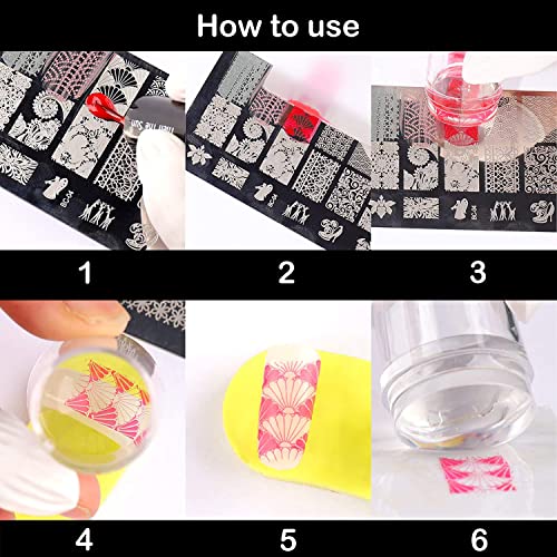 Kit Timbro Unghie Nail Art, 5 Nail Template