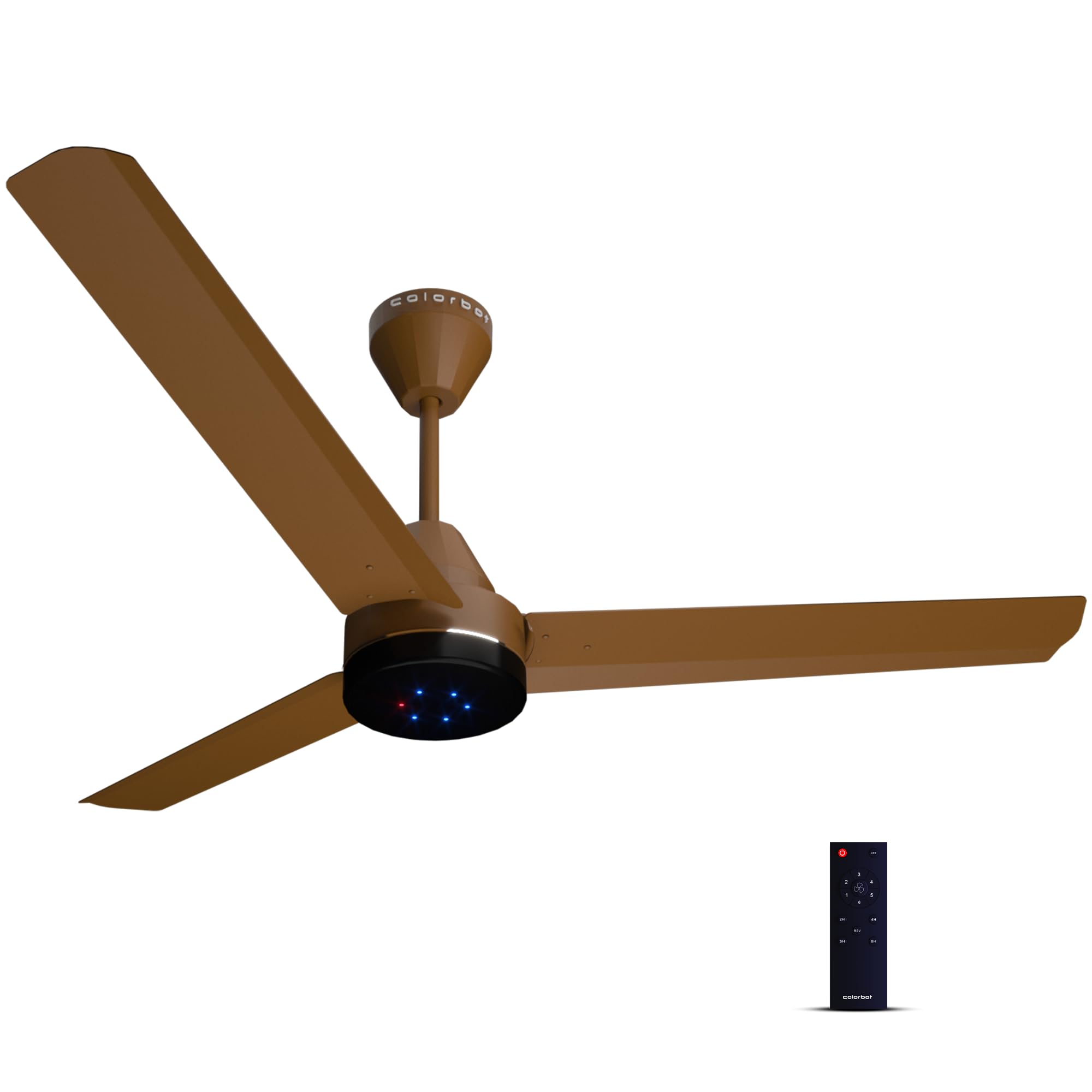 Colorbot Stella BLDC Ceiling Fans 1200mm | BEE 5 Star Rated Power Saver | AeroQuiet+ Technology | 370 RPM | Remote Control (Boost, Timer, LED, Reverse Mode) | 4 Years Warranty (Caramel Brown)