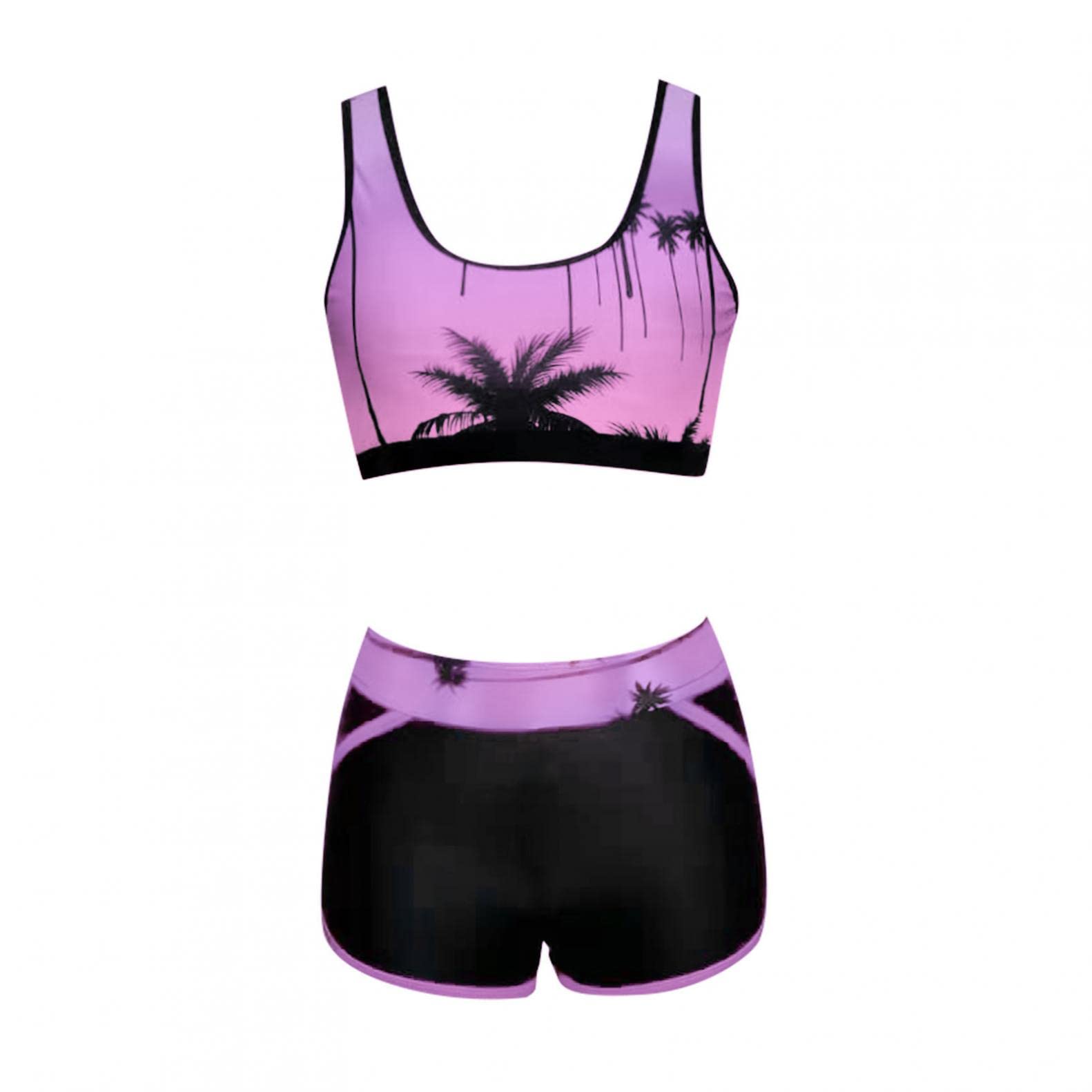 Sheey Verano Bikinis Mujer Dos Piezas Bañador Reductor Barriga Bañadores de Mujer Banador Biquinis Tankinis Bikini,Elegante Gasas Elasticos sin Espalda Flores Push Up Tallas Grandes Fiesta Playa