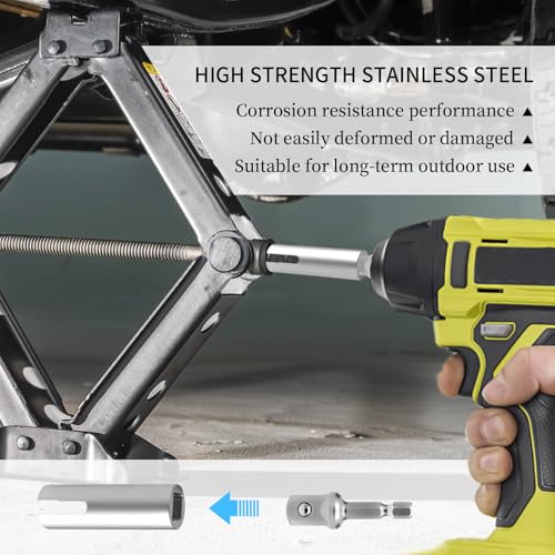 Image of Scissor Jack Slotted Drill Adapter, Compatible with RV Manual Scissor Jacks, C Jacks, Camper Trailer Pop-Up Stabilizers, Effortless Lifting for RV Owners and Campers