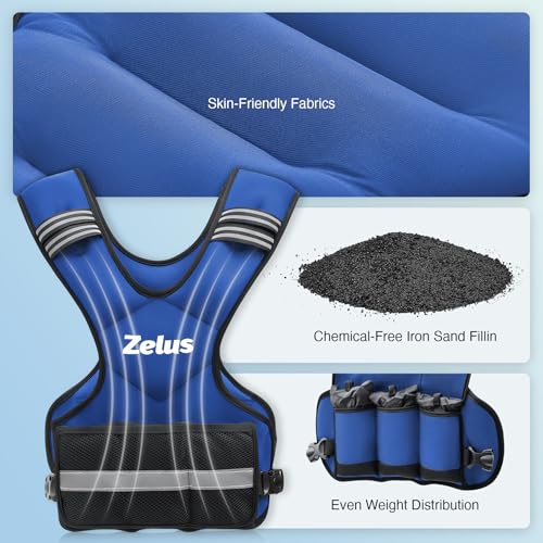 Image of ZELUS Weighted Vest for Men and Women | 4-10lb /11-20lb /20-32lb Vest with 6 Ironsand Weights for Home Workouts | Adjustable Body Weight Vest Exercise Set for Cardio and Strength Training