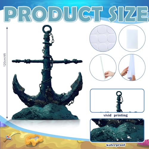 Image of DoubleFill 4 ft Anchor Cardboard Cutout Pirate Nautical Party Decorations Stand up Large Shipwreck Cruise Ship Hook Photo Props for Nautical Pirate Party Home Outdoor Decor