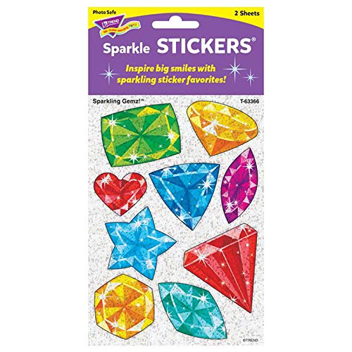 Trend EnterprisesT-63366 Sparklng Gemz Large Sparkle Stickers for Grade PK Plus, Multi Color - 18 Count