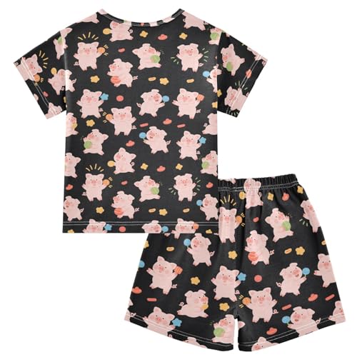 Pajama Sets Cute Pig Pattern Short Sleeve Summer Sleepwear 2 Piece Pjs2