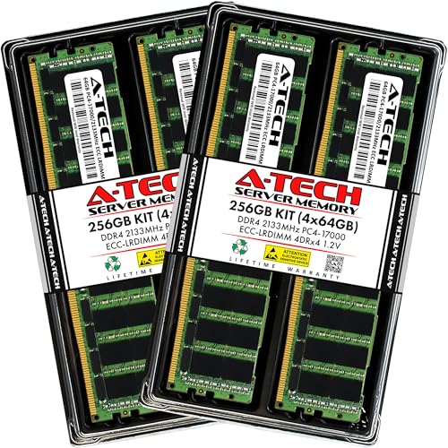 A-Tech 256GB Kit (4x64GB) DDR4 2133MHz PC4-17000 ECC LRDIMM 4Rx4 (4DRx4) Quad Rank 1.2V Load Reduced DIMM 288-Pin Server RAM Memory Upgrade Modules (A-Tech Enterprise Series)