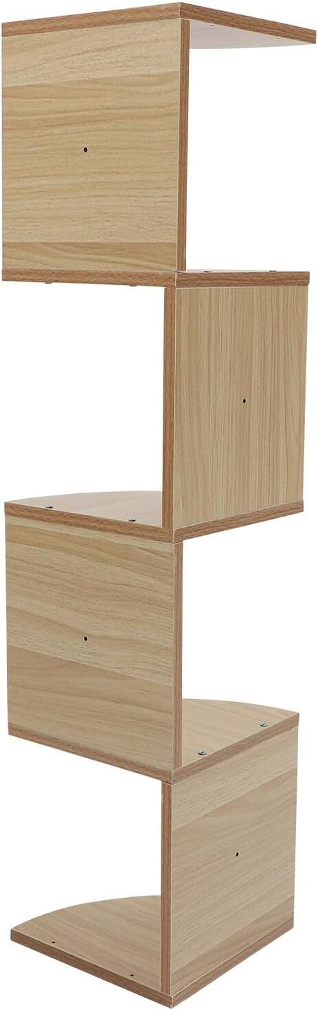 Creative Wooden 5-Tier Wall-Mounted Storage Shelf Corner Rack Home Storage Shelf Floating Bookshelf for Bedroom Living Room Decor