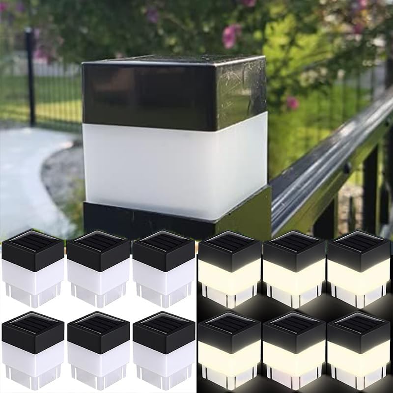 OUYANGL Solar LED Fence Post Cap for Wrought Iron and Aluminum Or Garden, Solar Fence Lights White Light, for Garden, Yard, Pathway 2In X 2In (5cm X 5cm)(Warm Light) 12PC, SN-2019