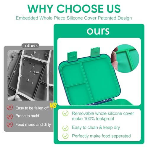 hombrima Lunchboxen, Bento Lunchbox Frischhaltedose mit Multi-Fächern für Jungen Mädchen Kinder Erwachsene Arbeit Schule Picknick Outdoor – Ansicht 4