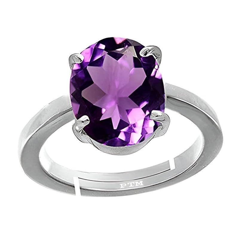 ptm Natural Amethyst/Kathela 5.25 Ratti or 5 Carat Astrological Certified Gemstone Pure Sterling Silver/925 bis Hallmark Adjustable Ring for Men & Women - fba4525-picture-31