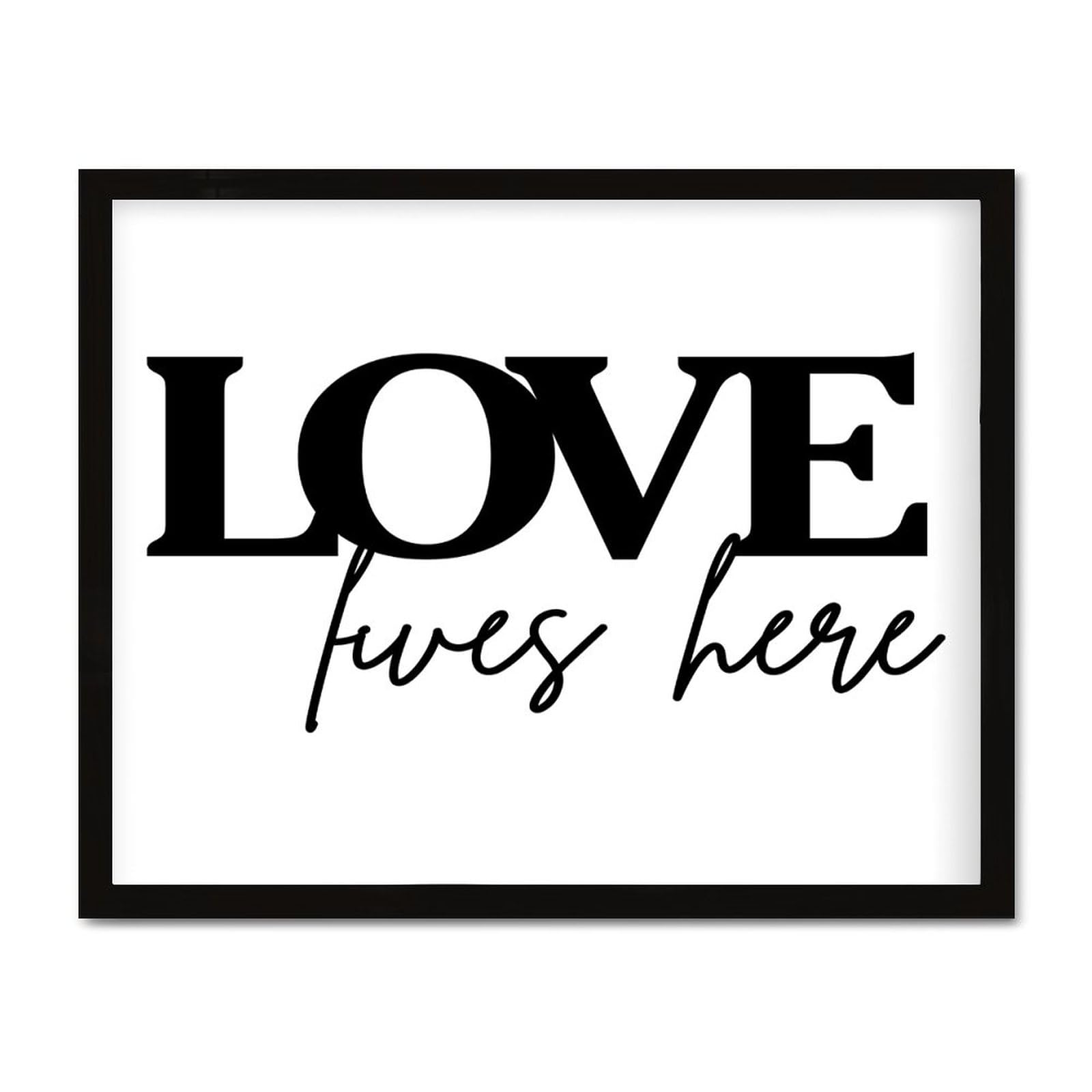 Cadre bois Love Lives Here 40x50 cm pour embellir votre entrée