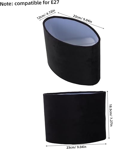 Miniatura 2 de Pantalla de lámpara colgante de tela ovalada negra, pantalla de lámpara de pie E27, cubierta de luz con clip, cubierta de luz de repuesto para