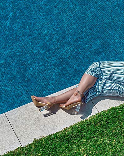 Richealnana Women's Clear Rhinestones Heels for Women Stiletto Heels Ankle Strap Sandals3