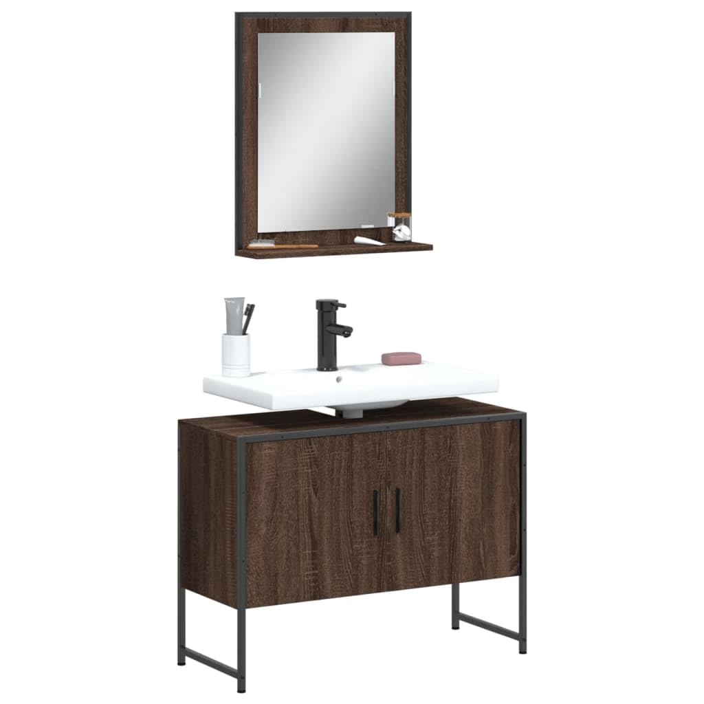 Gabinetes de baño de roble marrón: muebles organizadores de madera set de 2