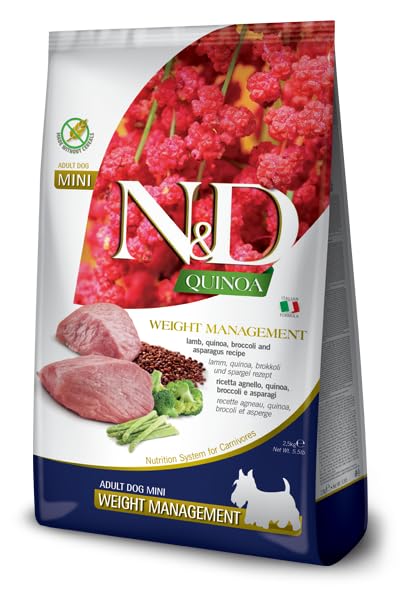 Farmina, N&D Quinoa Weight Management, Agnello, Broccoli & Asparagi, Cane Adult Mini, 7kg