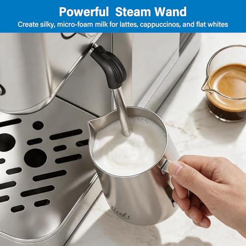Image of XIXUBX 20 Bar Espresso & Cold Brew Coffee Maker with Milk Frother, 42oz Removable Tank, Stainless Steel, Perfect for Cappuccino, Latte, Home & Office, Silver