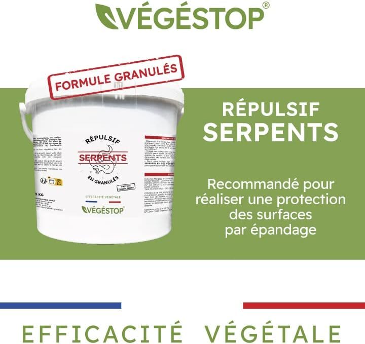Repellente per Serpenti - Granuli - 5 kg - Trattamento per 1000 m² - Azione a Lunga Durata - per Allontanare i Rettili (bisce, vipere, ECC.)