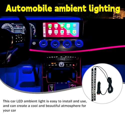 Image of Car LED Ambient Light, Ambient Lighting, Floor Lights, Footwell Lighting for Car, Wear-Resistant and Durable, Easy to Install, Suitable for Most Models (Blue, Cigarette Lighter+24LED)