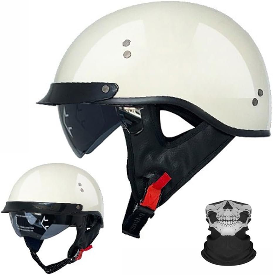 Retro Half Helmet DOT/ECE Approved Vintage German Style Motorcycle Half Helmet With Sun Visor And Removable Inner For Adult Men Women