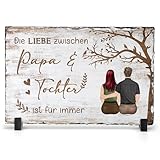 22Feels Personalisierte Schiefertafel für Papa & Tochter – Geschenk zum Vatertag & Geburtstag – Schieferstein, Natur mit personalisierbarem Clipart & Spruch