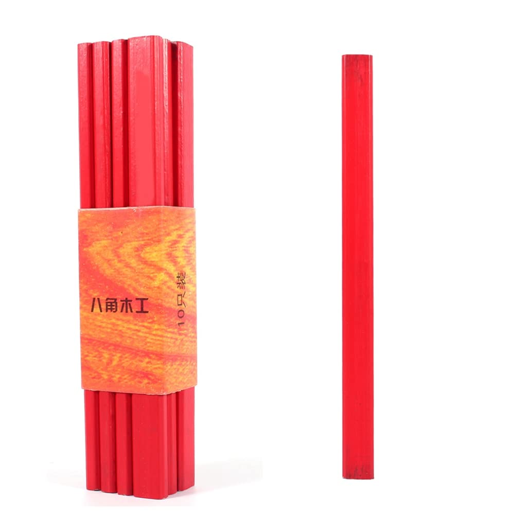 ☆木工用鉛筆 建築用 鉛筆赤鉛筆大工用カーペンターペンシル松材10本