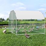SAILUN Outdoor Chicken Coop,Walk-In Chicken Run,Galvanised Metal Poultry Enclosure with Sunshade Roof & Lockable Door, Heavy Duty Arched Chicken Cage for Hens Rabbits & Small Animals,3x2 m