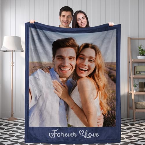 Custom Blanket with Photos Text Customized Picture Blankets, Personalized Throw Blanket for Kid Adult Mother Father Friend Lovers Pet, Custom Gifts for Halloween Christmas Valentines Birthday 40*50 In
