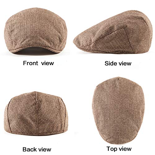 Image of 2-Pack Adjustable Newsboy Hats for Men Flat Cap Irish Wool Blend Tweed