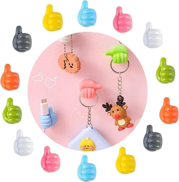 10 Pcs Big Size Thumb Hook Silicone, Self Adhesive Thumb Hooks for Kitchen, Bathroom, Office, Closet, Hanging Coat Cloth Towel Key, Creative Hand Shaped Multicolor Hooks for Wall.2025-image-21