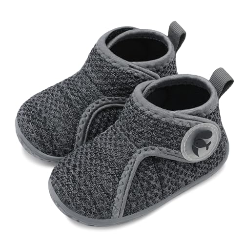 FEETCITY Baby First Walking Shoes Baby Sock Shoes Boys Girls Non Slip Sneakers Infant Crib Shoe Grey