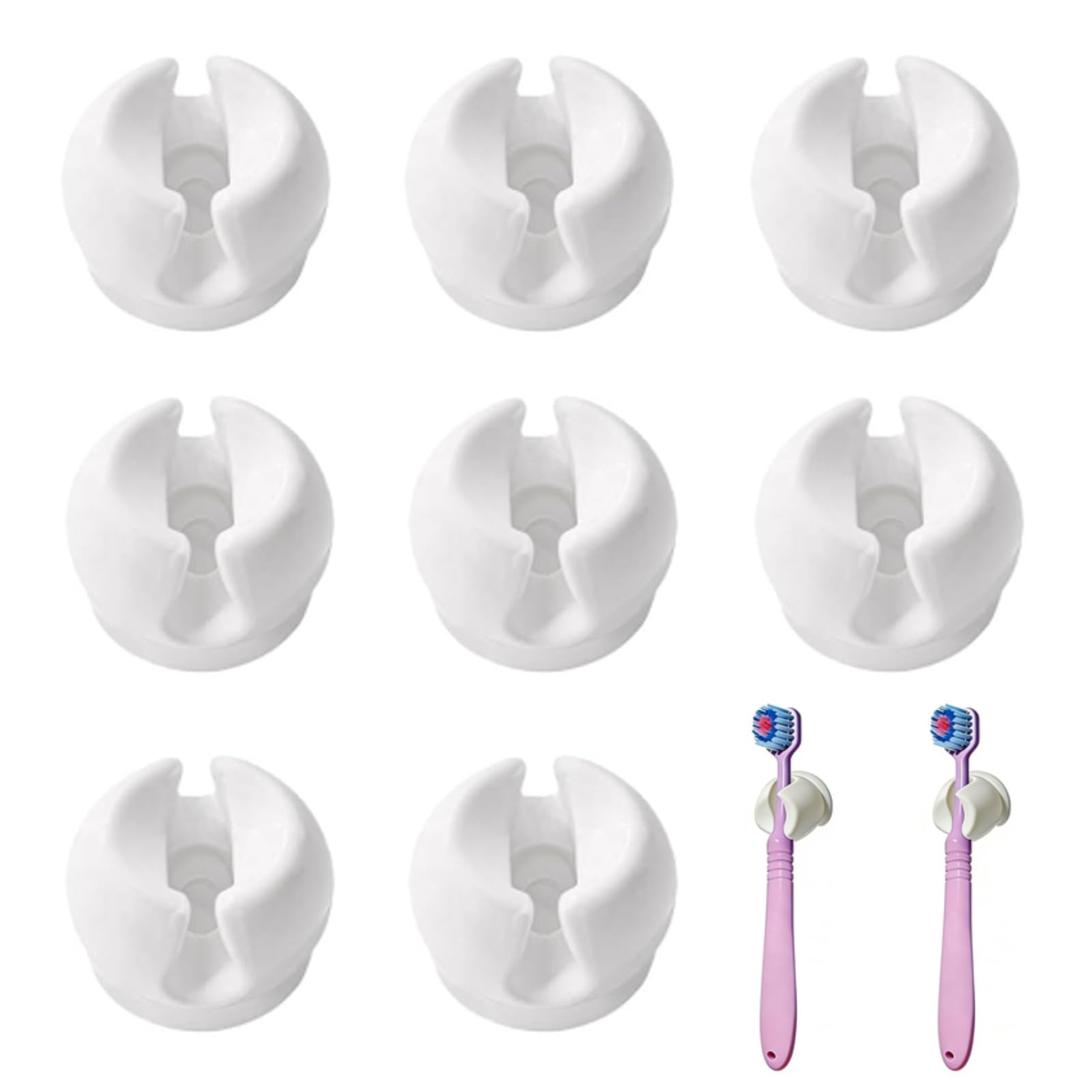 8PCS Toothbrush Holder Wall Mounted, Wall Mounted Toothbrush Holder, Suction Toothbrush Holder, Space Saving Storage Solution Toothbrush Wall Holder for Families and Apartments