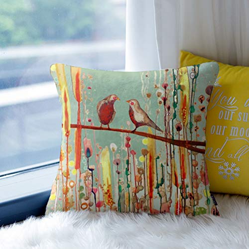 Qupace Set Of 4 Autumn Pillow Covers Bird Pillow Cases Flowers Throw Pillowcover Vintage Sofa Cushion Cover For Couch Double Print 18X18 In Pillow Cases #TOP6