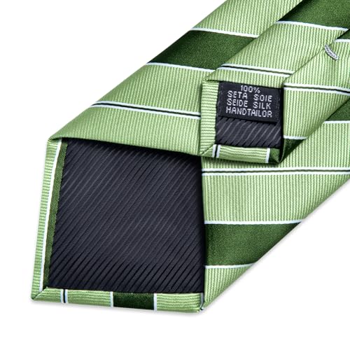 Image of DiBanGu Mens Tie Silk Plaid Striped Necktie and Pocket Square Cufflinks Tie Clip Set with Gift Box Formal Wedding Party
