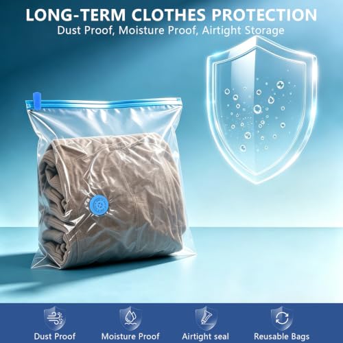 Image of Vacuum Seal Bags for Clothing with Rechargeable Electric Pump,16Pcs