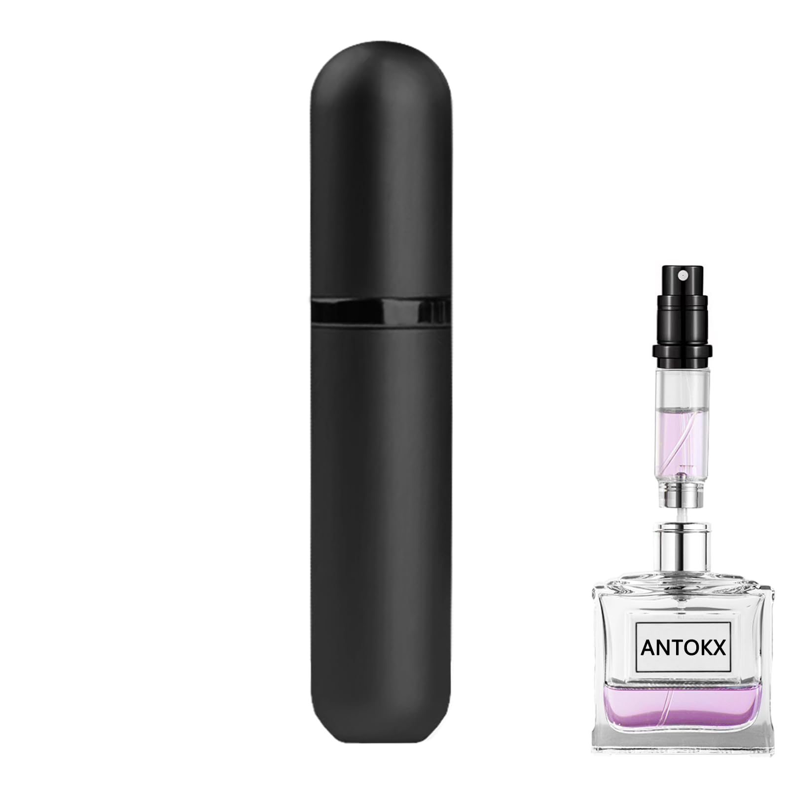 Travel Perfume Bottle Atomizer - 5ML Atomiser, Pocket Dispenser, Scent Pump Case, Leakproof Portable Sprayer for Women and Men (Black-1)