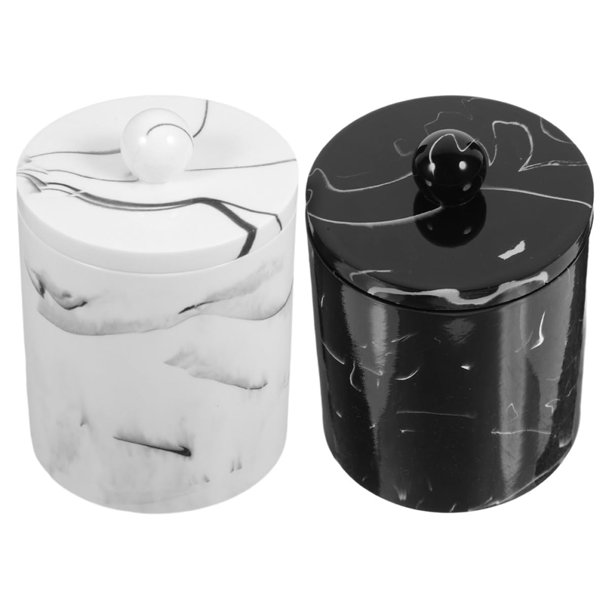 GALPADA Wattestäbchenbehälter 2 Stück Packung mit Marmoroptik aus Kunstharz tragbare Aufbewahrungsbox für Kosmetikpads und Make Up für Zuhause und Schminktisch