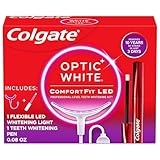 Colgate Optic White ComfortFit LED Teeth Whitening Kit, Hydrogen Peroxide Teeth Whitening Gel Kit, Helps Remove 10 Years of Stains, Enamel Safe, Includes Whitening Pen and Flexible LED Light