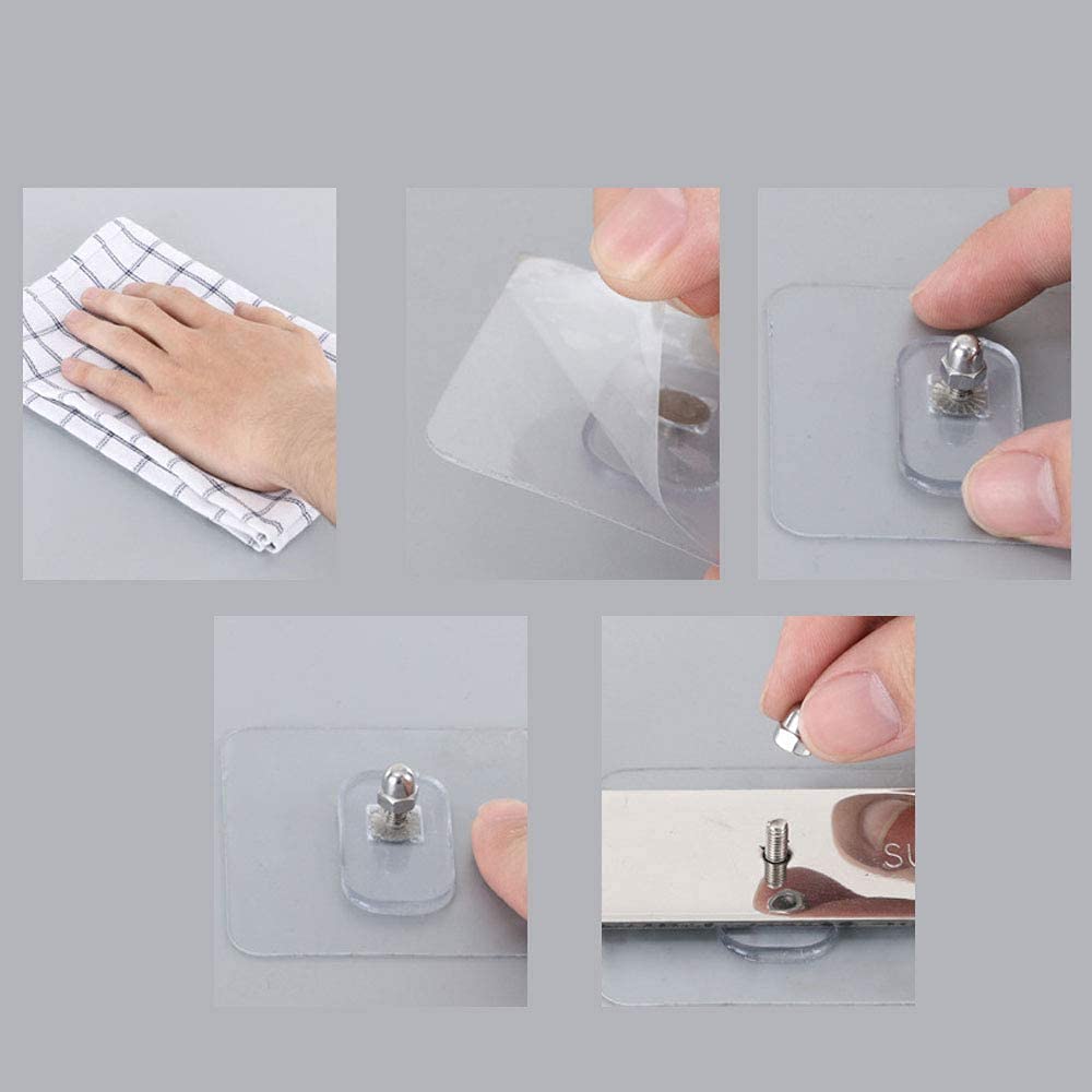 LYGXWJFC Toallero Toallero montado en la Pared, sin perforación, toallero de Acero Inoxidable con Estante Doble y Tapa Pulida Plateada Impermeable a Prueba de Herrumbre, toallero para baño, Barra,